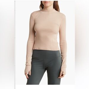 Z by Zella Fallaway Long Sleeve Rib Crop Top Size Small